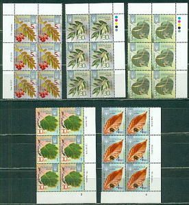 Украина, 2012, Стандарт, Листья, микротекст 2012-II. 5 шестиблоков